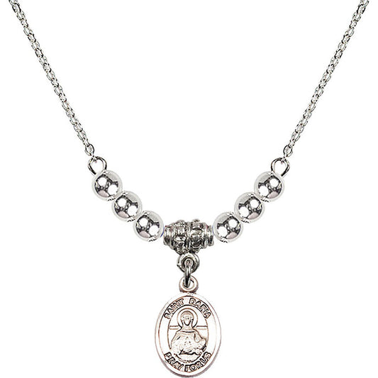 Sterling Silver Saint Daria Birthstone Necklace with Sterling Silver Beads - 9396