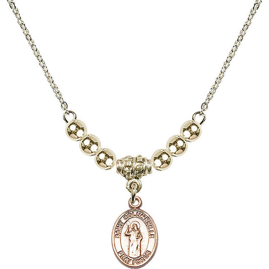 14kt Gold Filled Saint Columbkille Birthstone Necklace with Gold Filled Beads - 9399