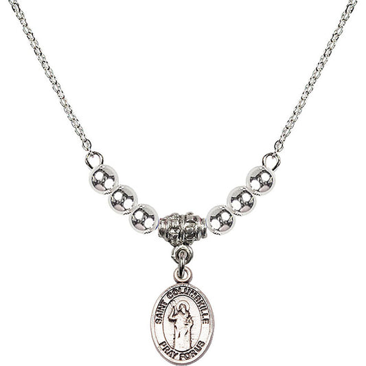 Sterling Silver Saint Columbkille Birthstone Necklace with Sterling Silver Beads - 9399