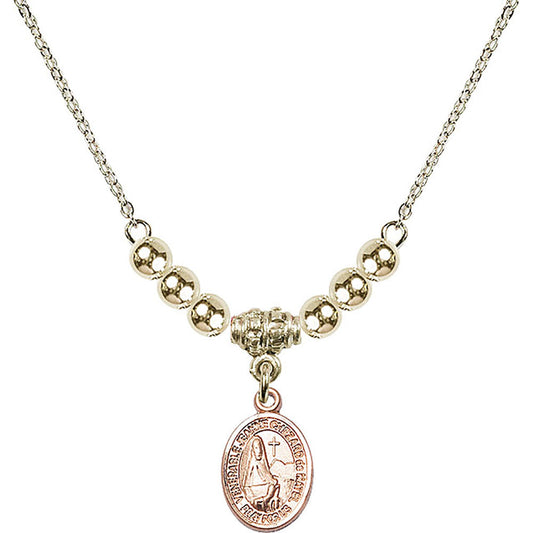14kt Gold Filled Saint Jeanne Chezard de Matel Birthstone Necklace with Gold Filled Beads - 9401