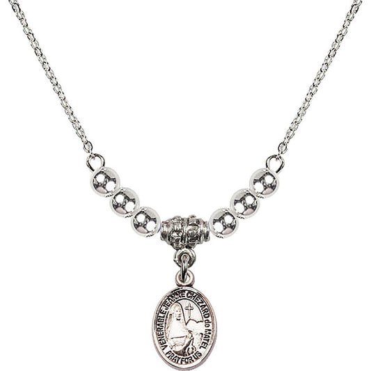 Sterling Silver Saint Jeanne Chezard de Matel Birthstone Necklace with Sterling Silver Beads - 9401