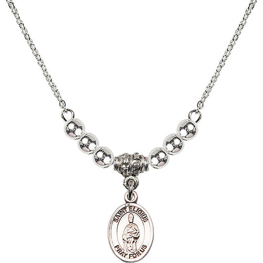 Sterling Silver Saint Eligius Birthstone Necklace with Sterling Silver Beads - 9402