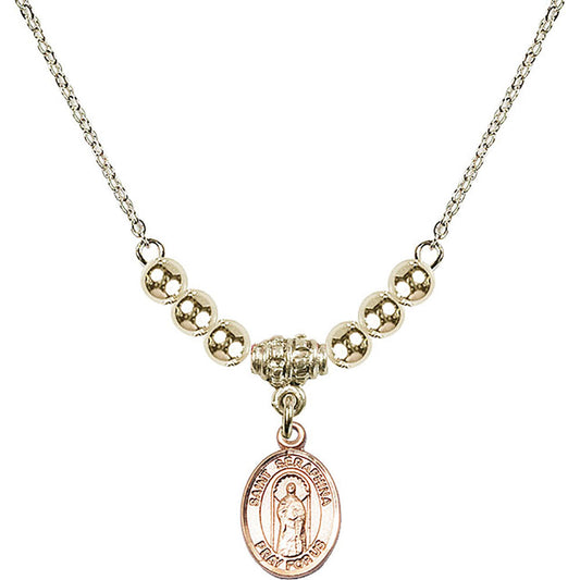 14kt Gold Filled Saint Seraphina Birthstone Necklace with Gold Filled Beads - 9405