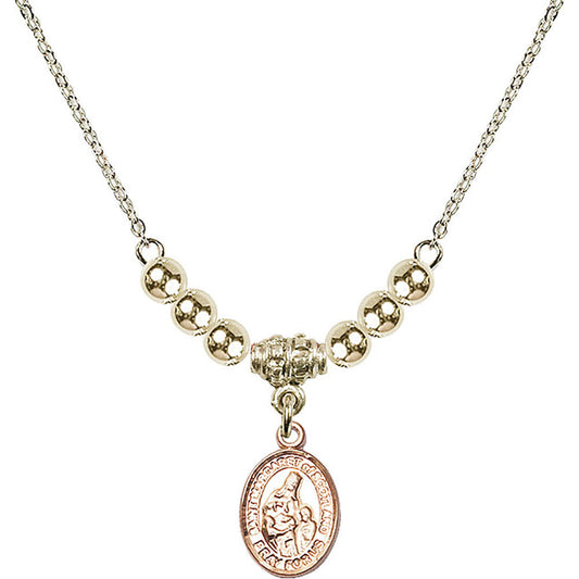 14kt Gold Filled Saint Margaret of Scotland Birthstone Necklace with Gold Filled Beads - 9407