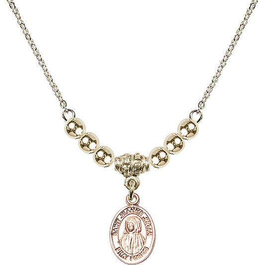 14kt Gold Filled Saint Jeanne Jugan Birthstone Necklace with Gold Filled Beads - 9409