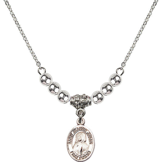 Sterling Silver Saint Jeanne Jugan Birthstone Necklace with Sterling Silver Beads - 9409