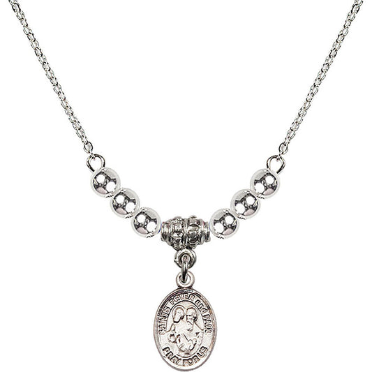 Sterling Silver Saints Peter & Paul Birthstone Necklace with Sterling Silver Beads - 9410