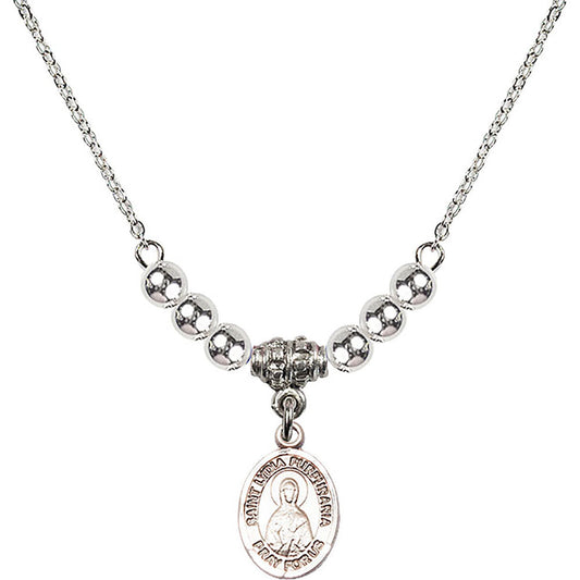 Sterling Silver Saint Lydia Purpuraria Birthstone Necklace with Sterling Silver Beads - 9411