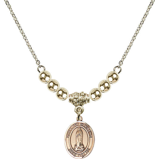 14kt Gold Filled Our Lady of Kibeho Birthstone Necklace with Gold Filled Beads - 9414