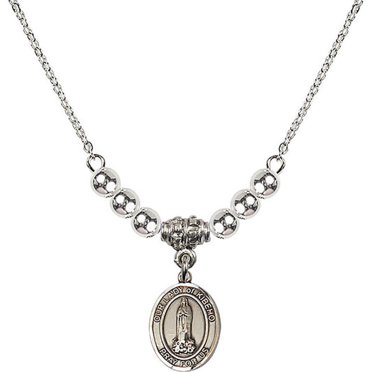 Sterling Silver Our Lady of Kibeho Birthstone Necklace with Sterling Silver Beads - 9414