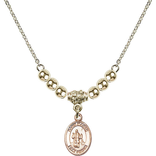 14kt Gold Filled Saint Maron Birthstone Necklace with Gold Filled Beads - 9417