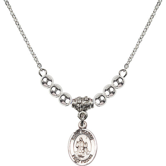 Sterling Silver Saint Maron Birthstone Necklace with Sterling Silver Beads - 9417