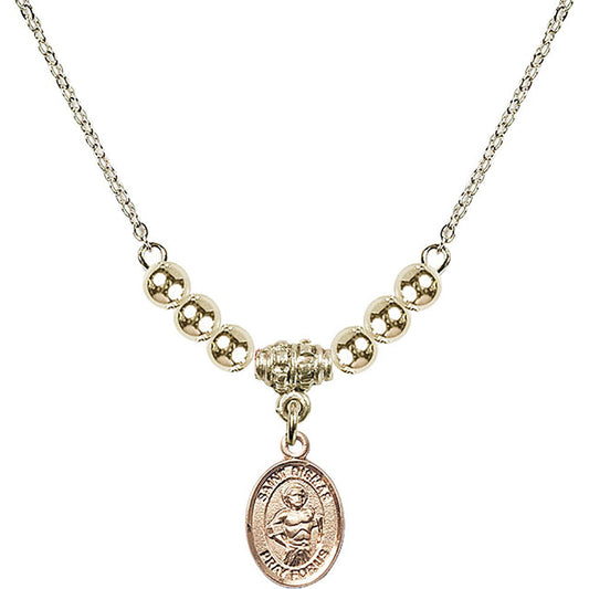 14kt Gold Filled Saint Dismas Birthstone Necklace with Gold Filled Beads - 9418