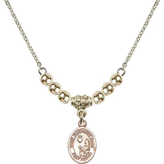 14kt Gold Filled Saint Margaret Mary Alacoque Birthstone Necklace with Gold Filled Beads - 9420