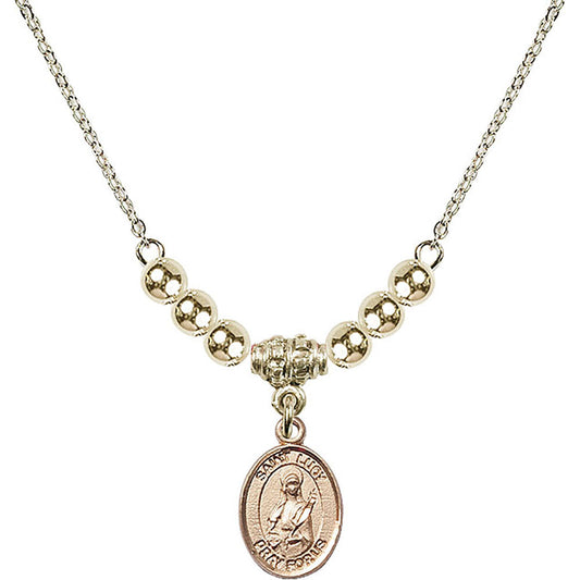 14kt Gold Filled Saint Lucy Birthstone Necklace with Gold Filled Beads - 9422
