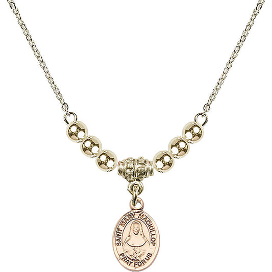 14kt Gold Filled Saint Mary Mackillop Birthstone Necklace with Gold Filled Beads - 9425
