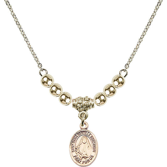 14kt Gold Filled Saint Maria Bertilla Boscardin Birthstone Necklace with Gold Filled Beads - 9428