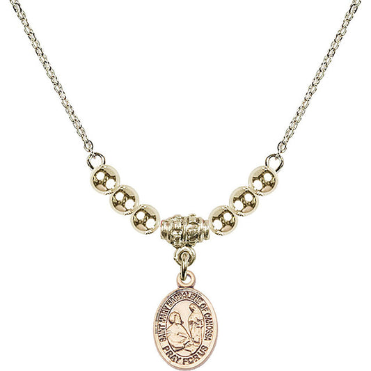 14kt Gold Filled Saint Mary Magdalene of Canossa Birthstone Necklace with Gold Filled Beads - 9429