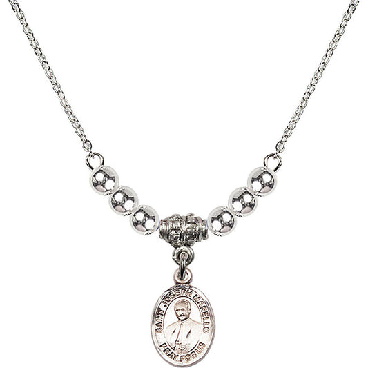 Sterling Silver Saint Joseph Marello Birthstone Necklace with Sterling Silver Beads - 9430