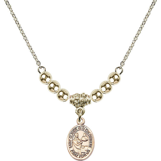14kt Gold Filled Saint Claude de la Colombiere Birthstone Necklace with Gold Filled Beads - 9432