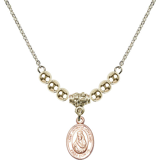 14kt Gold Filled Saint Jadwiga of Poland Birthstone Necklace with Gold Filled Beads - 9434