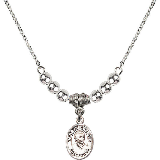 Sterling Silver Saint Peter Claver Birthstone Necklace with Sterling Silver Beads - 9442