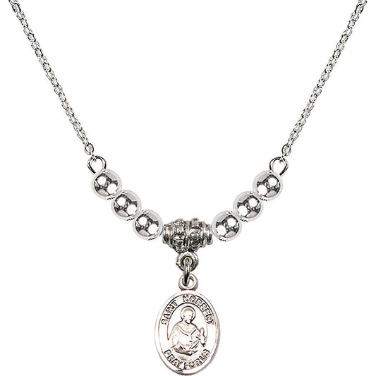 Sterling Silver Saint Norbert of Xanten Birthstone Necklace with Sterling Silver Beads - 9447