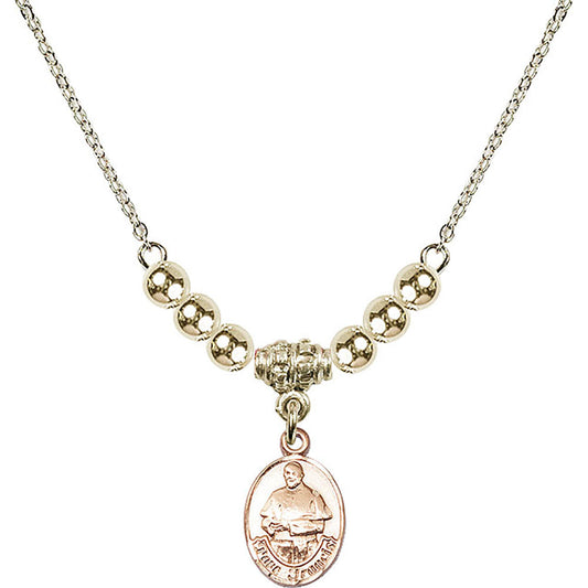 14kt Gold Filled Pope Francis Birthstone Necklace with Gold Filled Beads - 9451