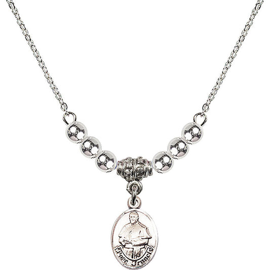 Sterling Silver Pope Francis Birthstone Necklace with Sterling Silver Beads - 9451