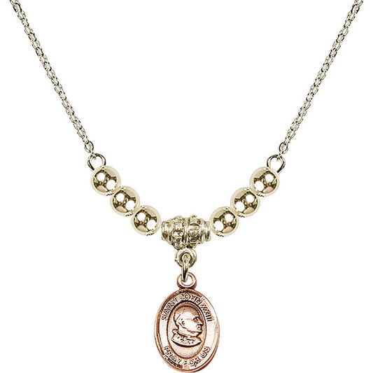 14kt Gold Filled Saint John XXIII Birthstone Necklace with Gold Filled Beads - 9455