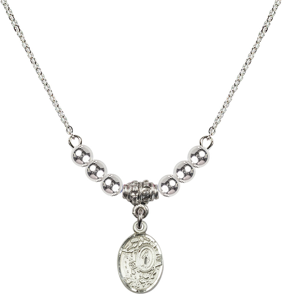 Sterling Silver Miraculous Birthstone Necklace with Sterling Silver Beads - 9682
