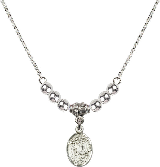 Sterling Silver Miraculous Birthstone Necklace with Sterling Silver Beads - 9682