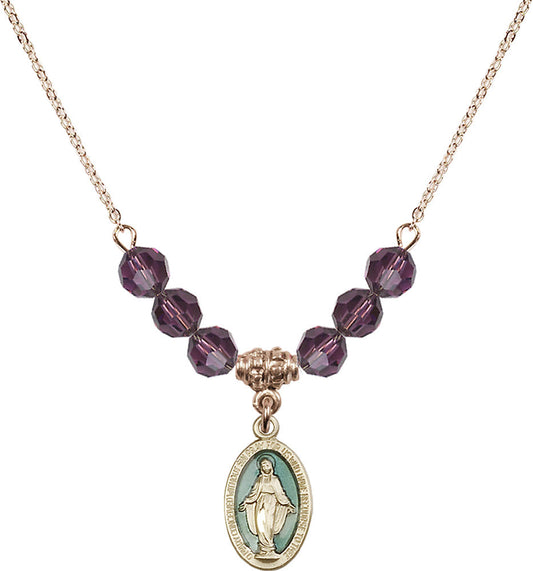 14kt Gold Filled Miraculous Birthstone Necklace with Amethyst Beads - 4122