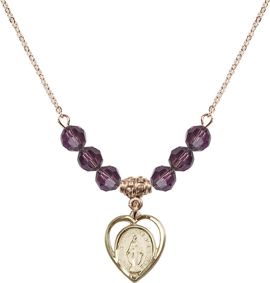 14kt Gold Filled Miraculous Birthstone Necklace with Amethyst Beads - 4125
