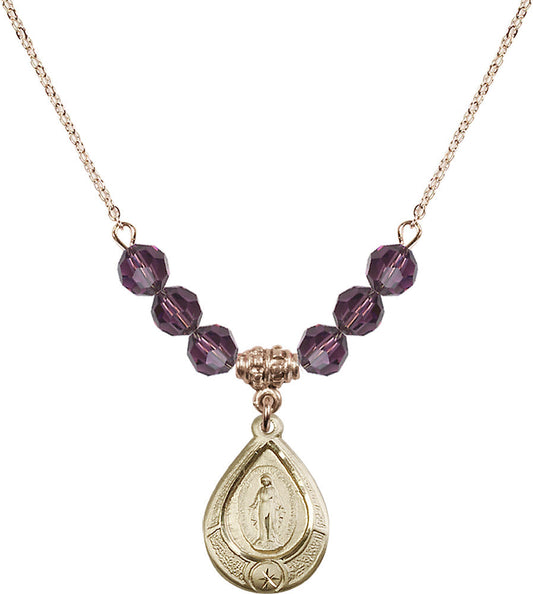 14kt Gold Filled Miraculous Birthstone Necklace with Amethyst Beads - 4144