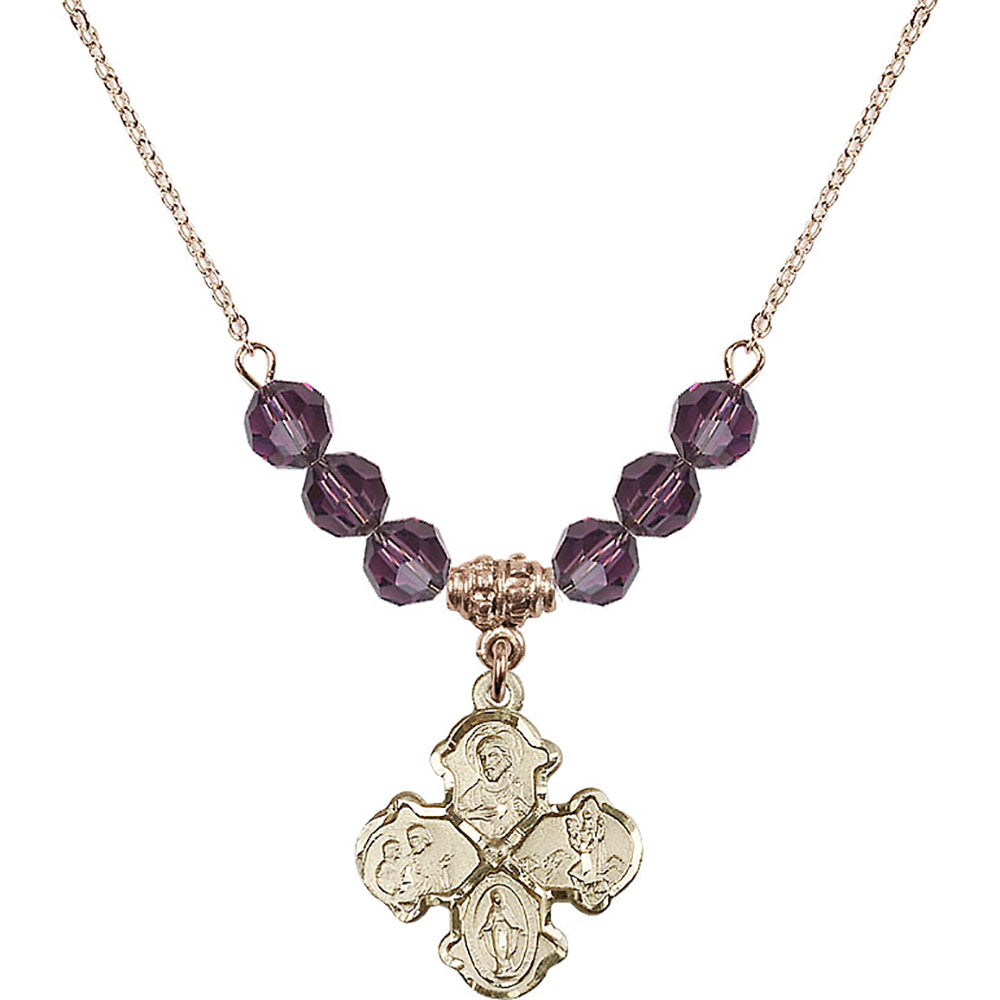 14kt Gold Filled 4-Way Birthstone Necklace with Amethyst Beads - 5441