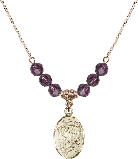 14kt Gold Filled Miraculous Birthstone Necklace with Amethyst Beads - 5682