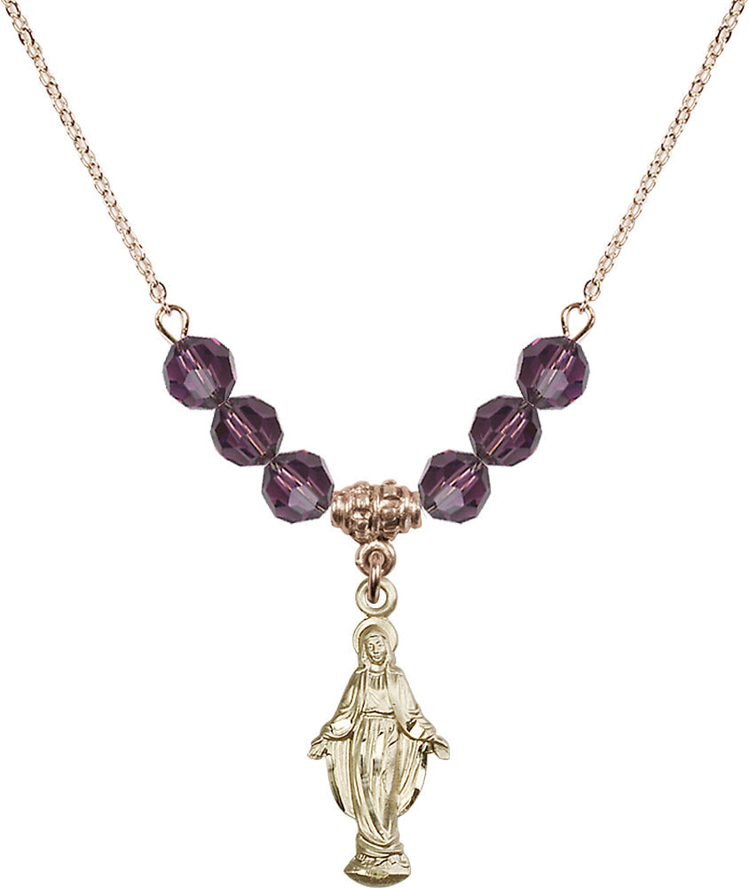 14kt Gold Filled Miraculous Birthstone Necklace with Amethyst Beads - 5900