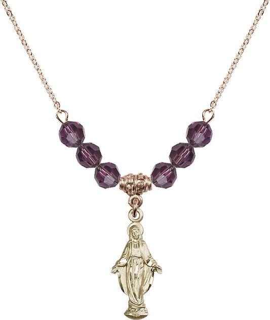 14kt Gold Filled Miraculous Birthstone Necklace with Amethyst Beads - 5900