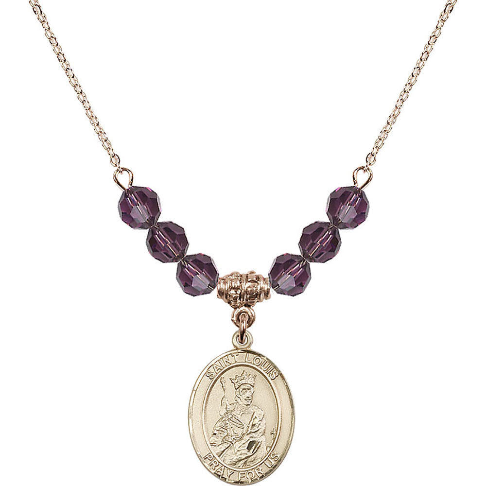 14kt Gold Filled Saint Louis Birthstone Necklace with Amethyst Beads - 8081