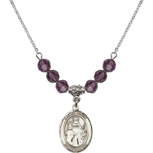 Sterling Silver Maria Stein Birthstone Necklace with Amethyst Beads - 8133