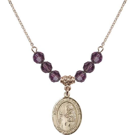 14kt Gold Filled San Juan de la Cruz Birthstone Necklace with Amethyst Beads - 8232