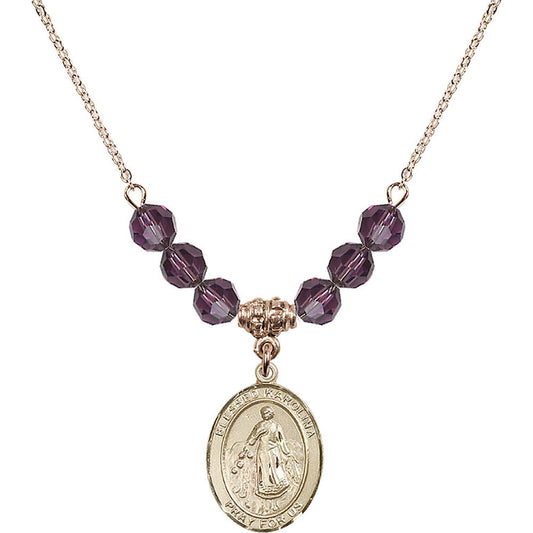 14kt Gold Filled Blessed Karolina Kozkowna Birthstone Necklace with Amethyst Beads - 8283
