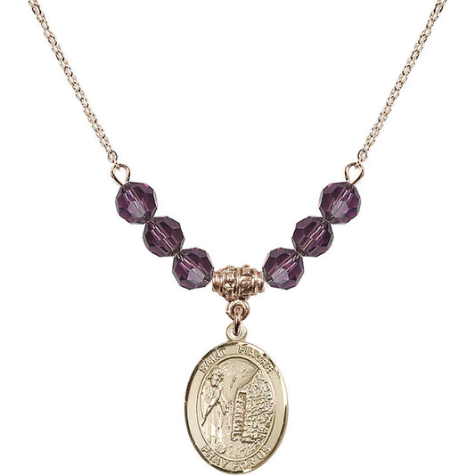 14kt Gold Filled Saint Fiacre Birthstone Necklace with Amethyst Beads - 8298