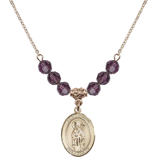 14kt Gold Filled Saint Ronan Birthstone Necklace with Amethyst Beads - 8315