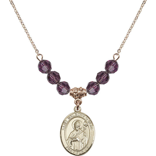 14kt Gold Filled Saint Malachy O'More Birthstone Necklace with Amethyst Beads - 8316