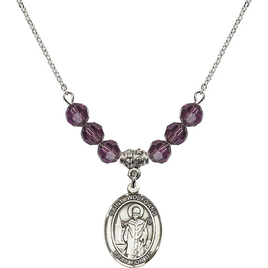Sterling Silver Saint Wolfgang Birthstone Necklace with Amethyst Beads - 8323