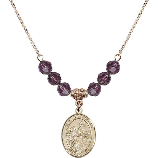 14kt Gold Filled Saint Nimatullah Birthstone Necklace with Amethyst Beads - 8339