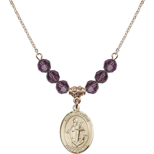 14kt Gold Filled Saint Clement Birthstone Necklace with Amethyst Beads - 8340