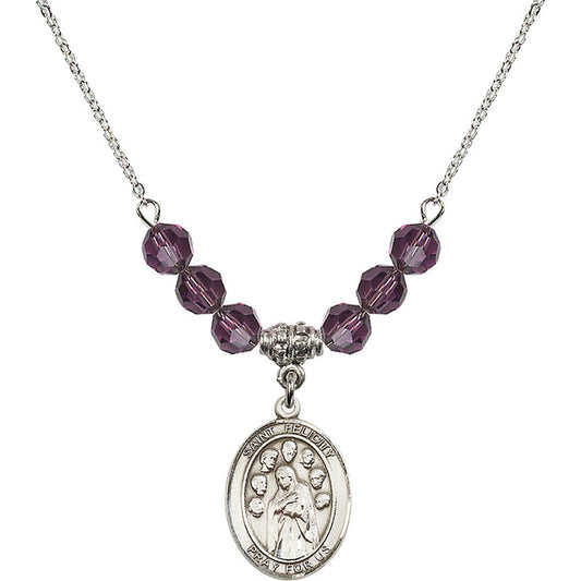 Sterling Silver Saint Felicity Birthstone Necklace with Amethyst Beads - 8341